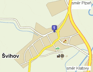Kliknutím na obrázek si zobrazíte detailní mapu na serveru Mapy.cz. Odkaz se otevírá v novém okně. Zmenšená mapa Švihova s odkazem na provozovnu BlahaSoft