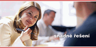 Marketingov� obr�zek - dva lid� a n�pis Snadn� �e�en�