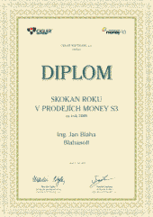 Jan Bláha - skokan roku v prodejích Money S3 za rok 2008