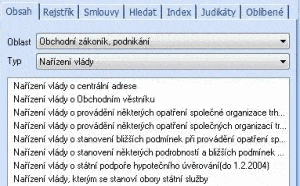 Náhled rejstříku nařízení vlády